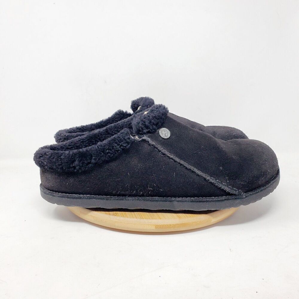 Birkenstock Zermatt Shearling Clogs 44 Mens 11 Black Suede Slip On Lined Shoes - Picture 7 of 15